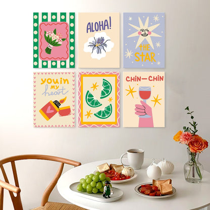 6 Wooden Board Mini Paintings – Cheers and Wishes