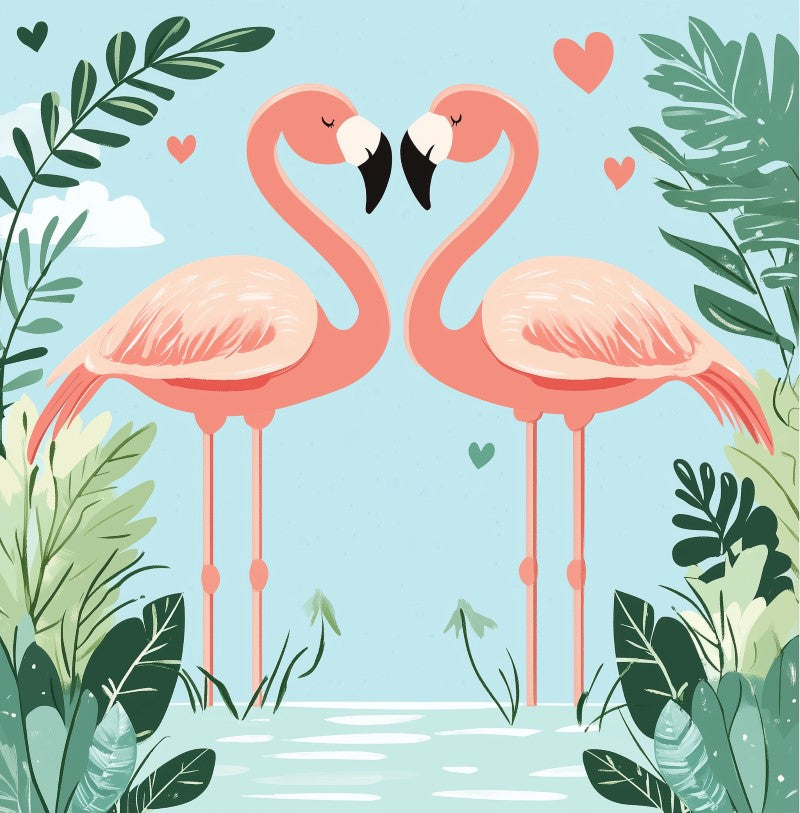 Mini Paint by Number with Frame - Flamingos in Love-Paint by numbers