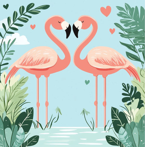 Paint by numbers - Mini Paint by Number with Frame - Flamingos in Love