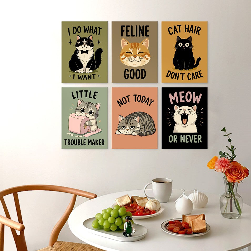 6 Wooden Board Mini Paintings – Cattitude Quotes