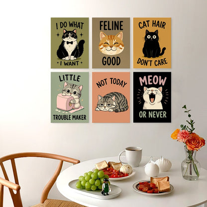 6 Wooden Board Mini Paintings – Cattitude Quotes