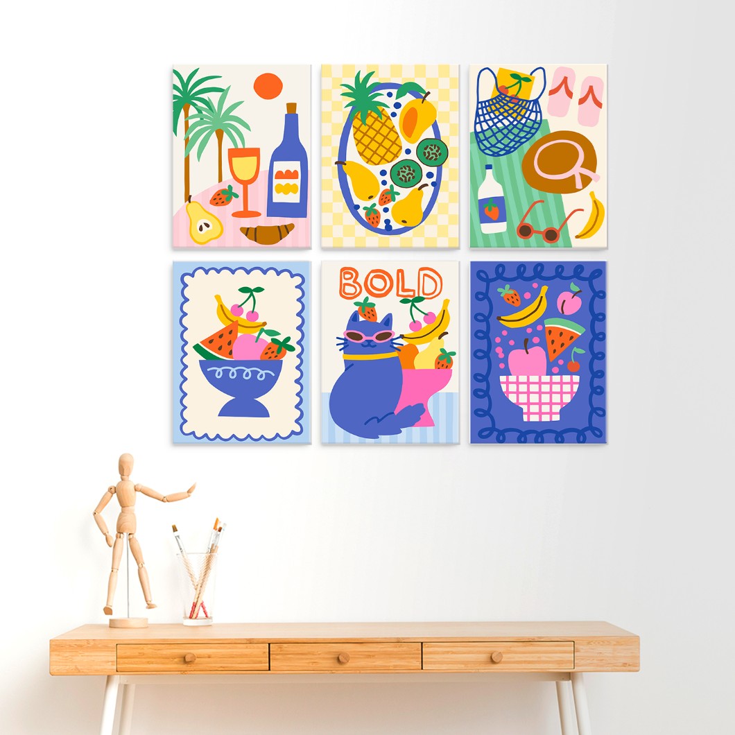 6 Wooden Board Mini Paintings – Bold Tropical Vacay