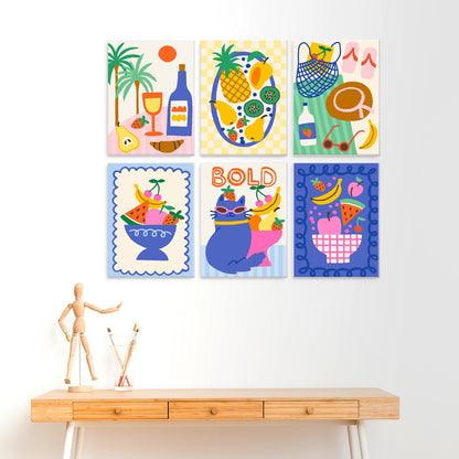 6 Wooden Board Mini Paintings – Bold Tropical Vacay