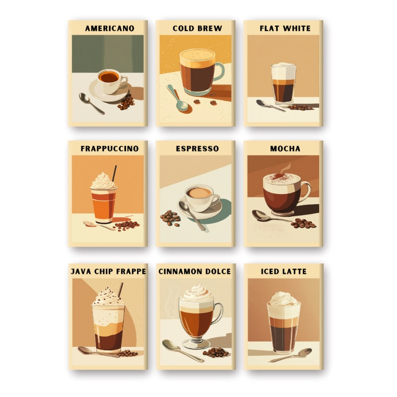 9 Mini Paintings – Coffee Poster Set-Paint by numbers