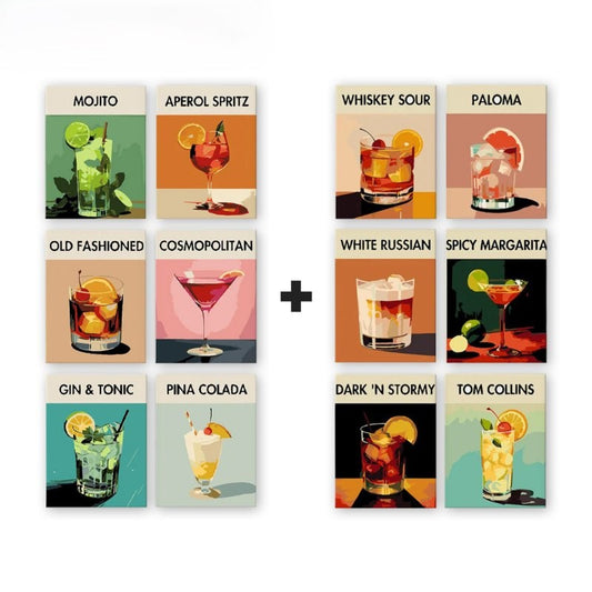 12 Mini Paintings | Deluxe Cocktail Bundle-Paint by numbers