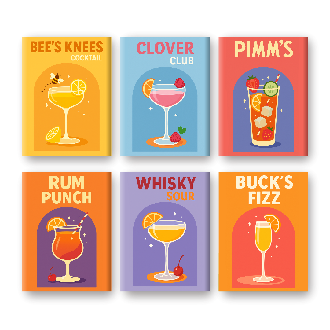 6 Mini Paintings - UK Cocktail Set-Paint by numbers