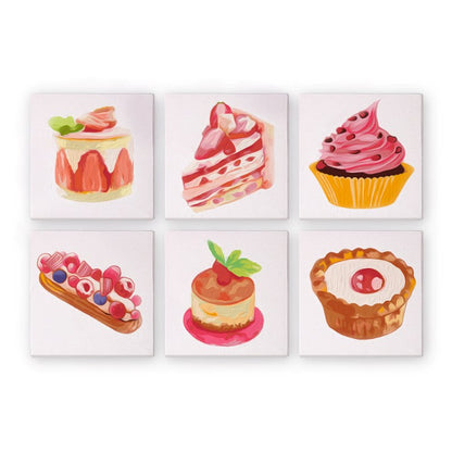 6 Mini Paintings - Pastries-Paint by numbers