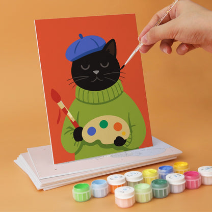 6 Wooden Board Mini Paintings – Cozy Cat Sason