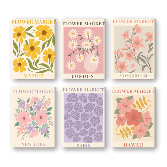 6 Mini Paintings - Gorgeous Flower Market Set-Paint by numbers