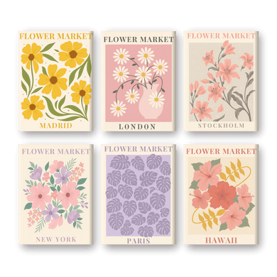 6 Mini Paintings - Gorgeous Flower Market Set