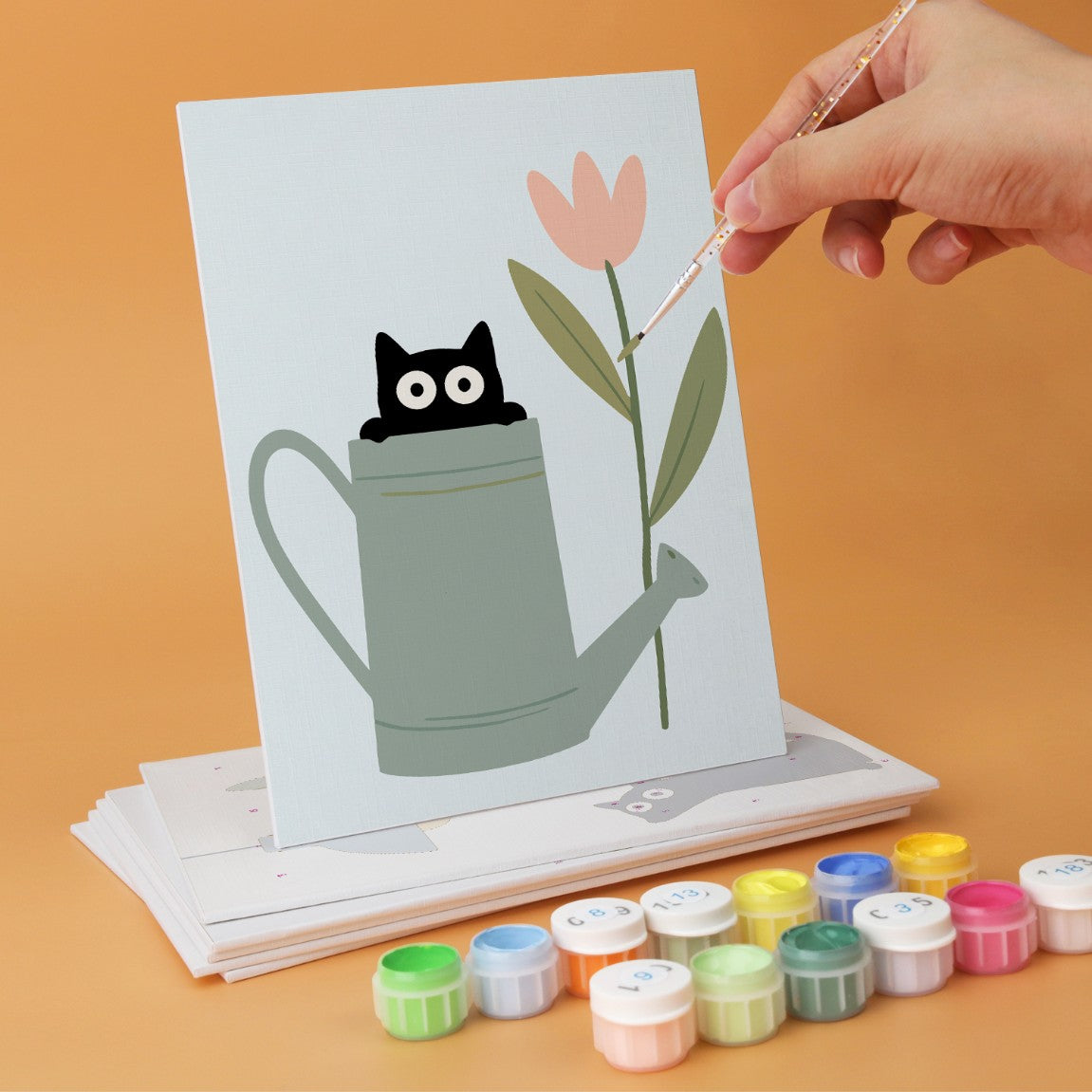 6 Wooden Board Mini Paintings – Cats Among Plants