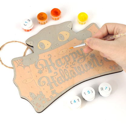 Halloween Cat - Paint by Number Wooden Hanger