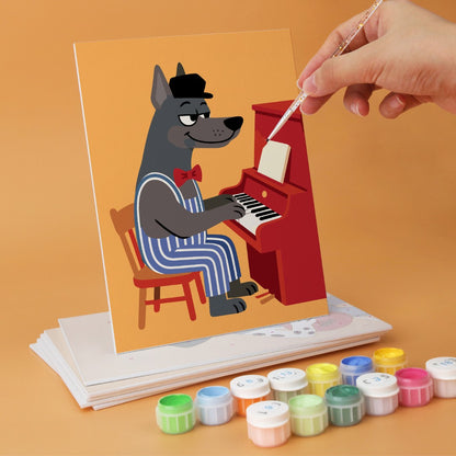 6 Wooden Board Mini Paintings – Dapper Dogs