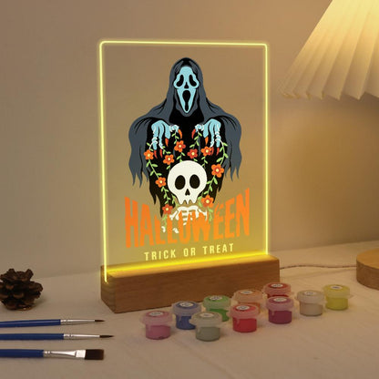 Paint by Number Halloween Lamp - Haunted Skull Halloween