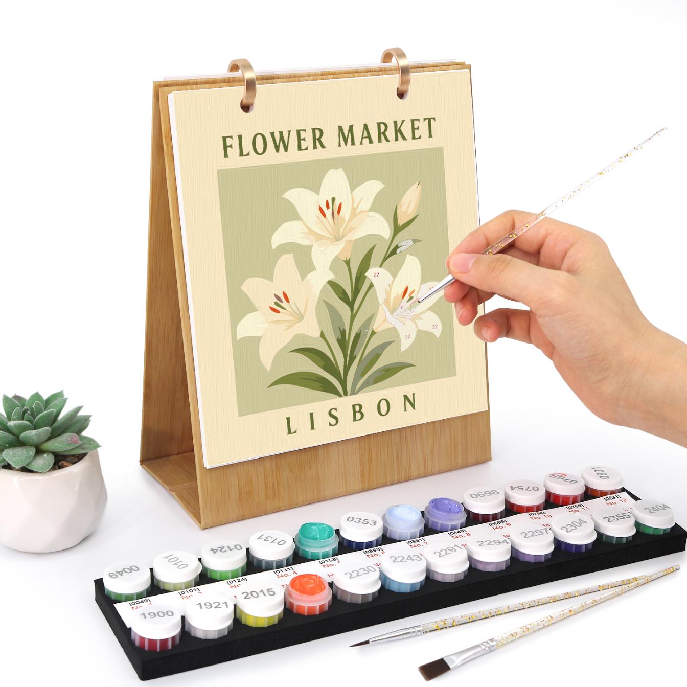 2027 Paint by Numbers Desk Calendar | Flower Market Edition