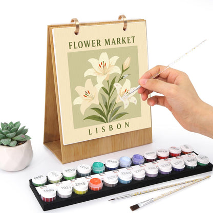 2027 Paint by Numbers Desk Calendar | Flower Market Edition