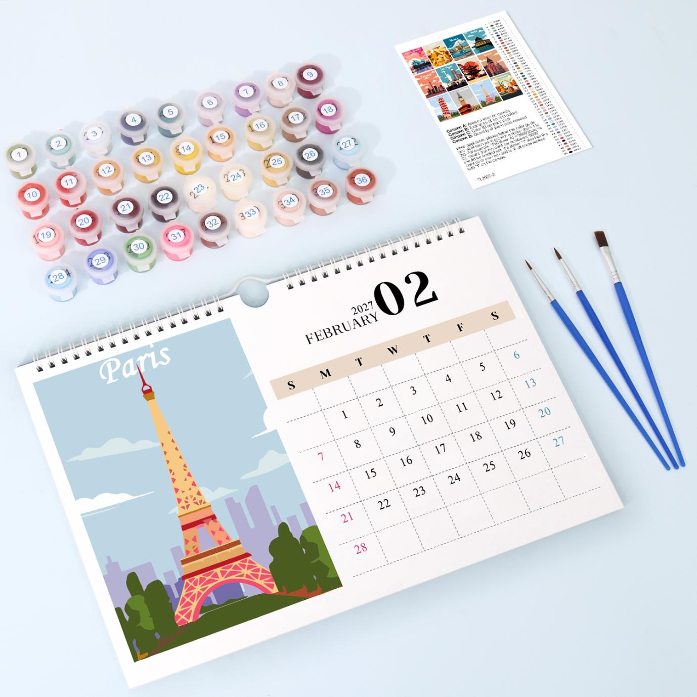 Paint by Numbers Calendar 2027 | Famous Landmarks Edition