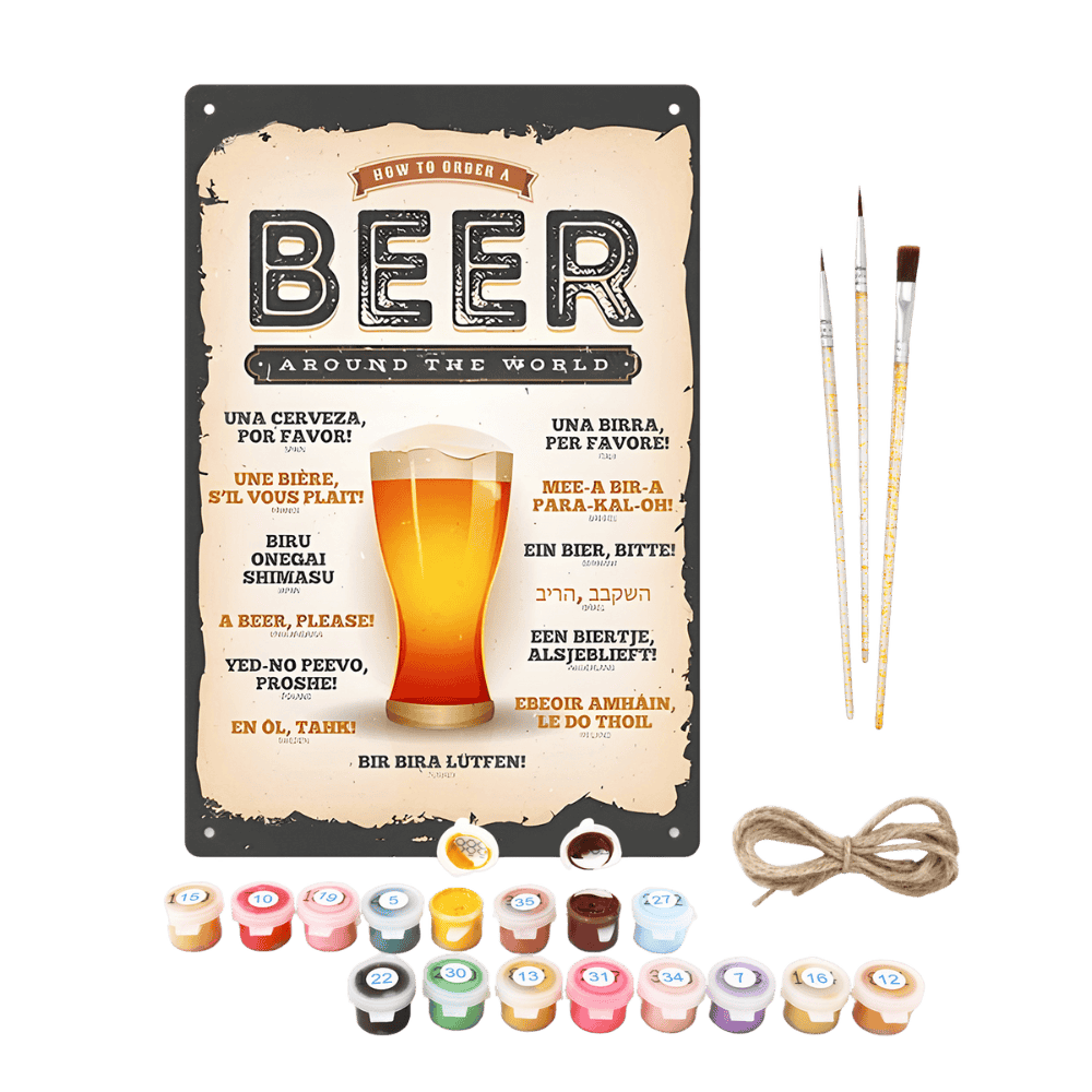 Metal Paint by Number Poster – Beer around the world-Paint by numbers
