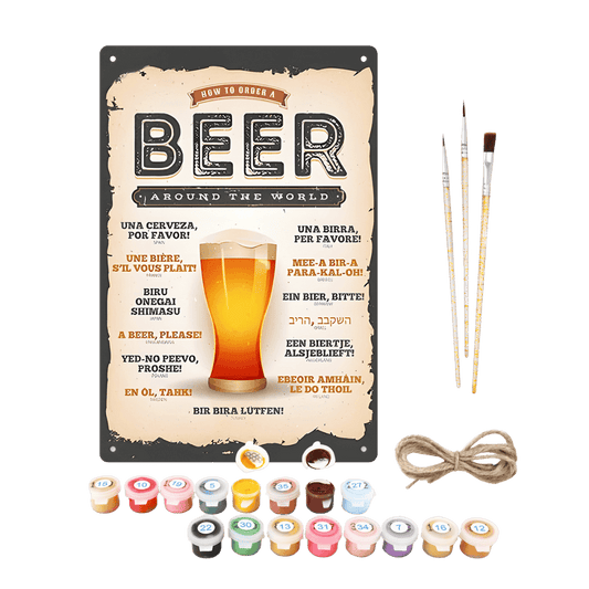 Metal Paint by Number Poster – Beer around the world-Paint by numbers