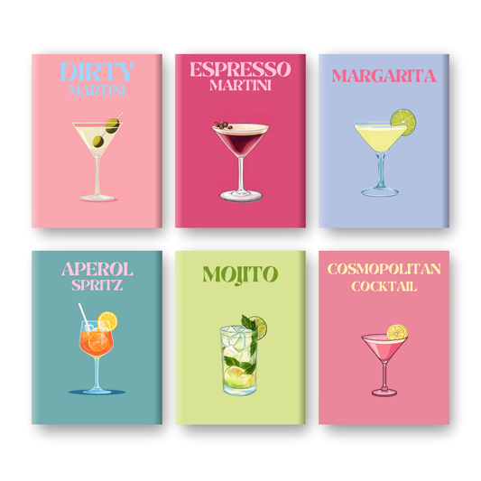 6 Mini Paintings - Elegant Cocktail Set-Paint by numbers