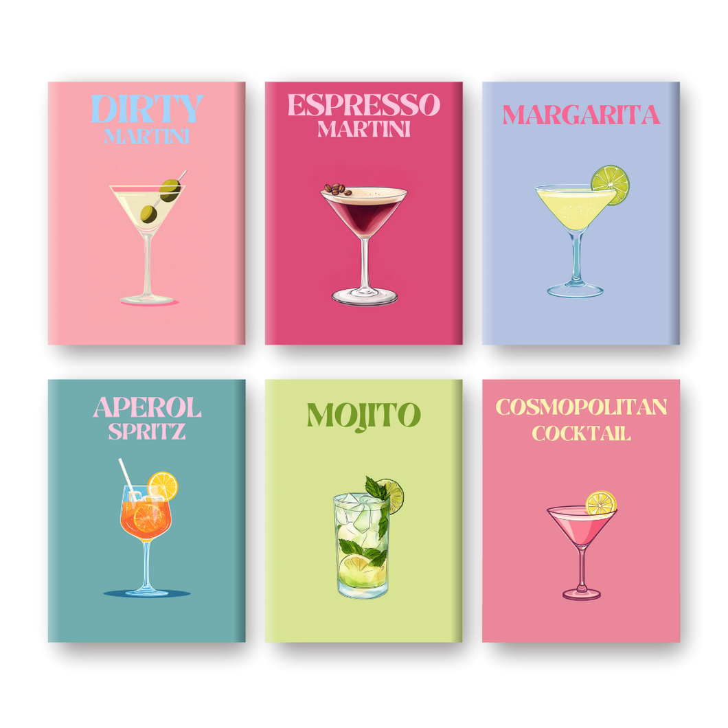 6 Mini Paintings   Elegant Cocktail Set