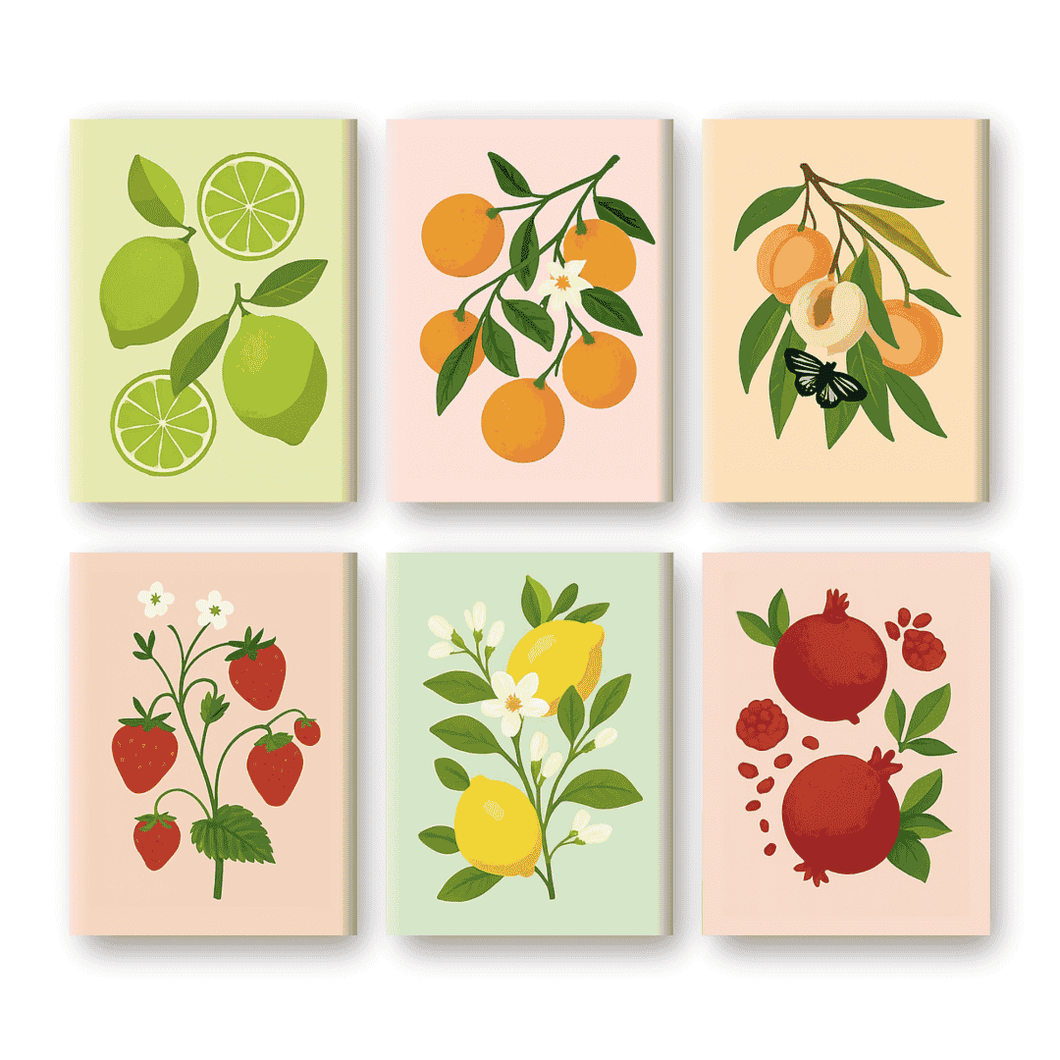 6 Mini Paintings   Fruit Plant Set