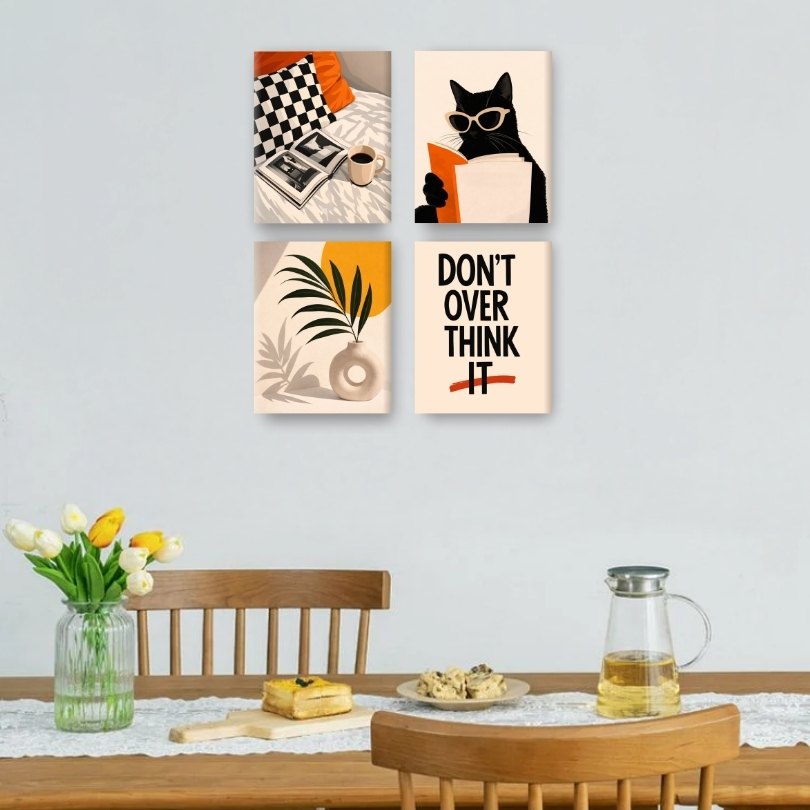 4 Mini Paintings - Modern Living Set