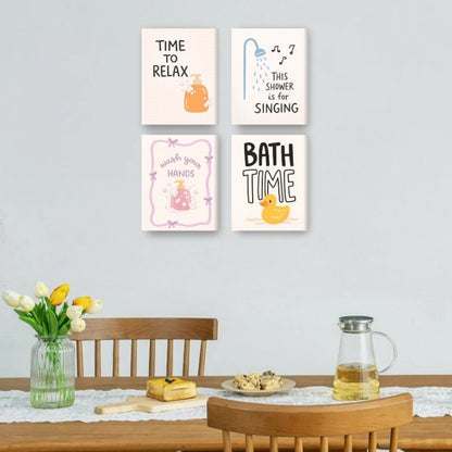 4 Mini Paintings - Bathroom Quiotes Set