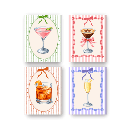 4 Mini Paintings - Colorful Cocktails Set- Paint by Numbers