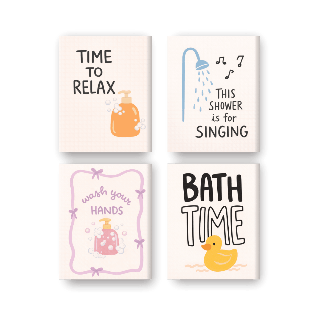 4 Mini Paintings - Bathroom Quiotes Set- Paint by Numbers