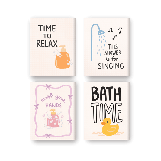 4 Mini Paintings - Bathroom Quiotes Set- Paint by Numbers