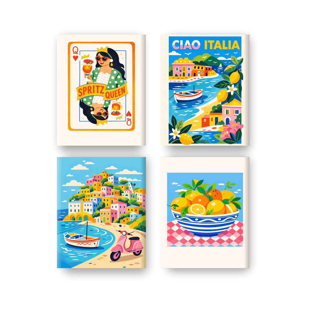4 Mini Paintings - Ciao Italia Set- Paint by Numbers