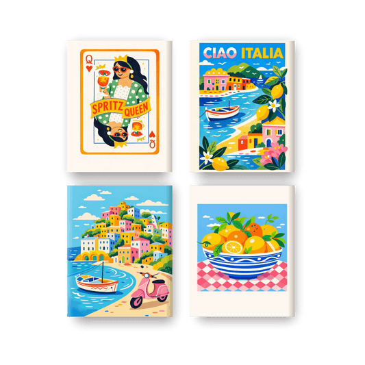 4 Mini Quadri - Ciao Italia Set-Dipingi con i Numeri