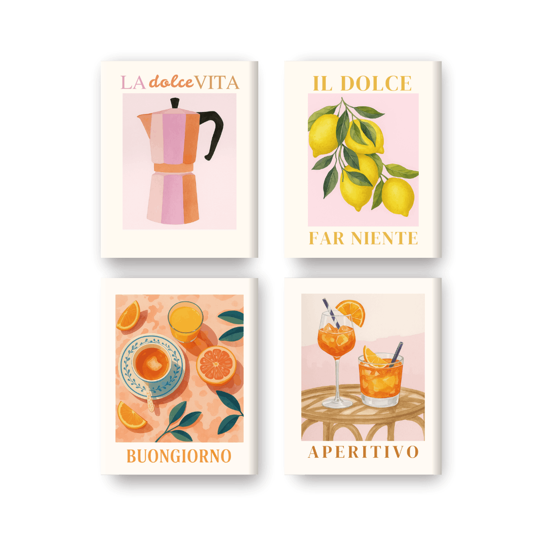 4 Mini Paintings - Italian Dolce Vita Set- Paint by Numbers
