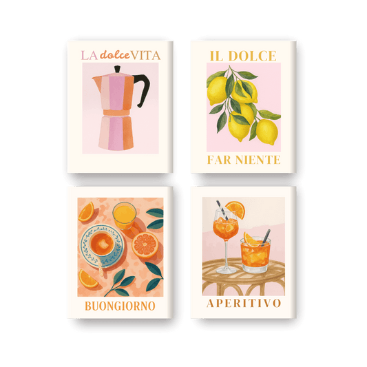 4 Mini Paintings - Italian Dolce Vita Set- Paint by Numbers