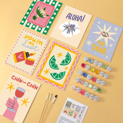 6 Wooden Board Mini Paintings – Cheers and Wishes