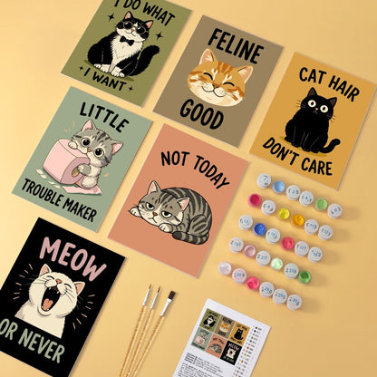 6 Wooden Board Mini Paintings – Cattitude Quotes