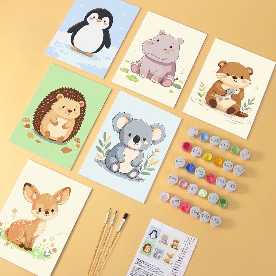 6 Wooden Board Mini Paintings – Baby Animal Friends