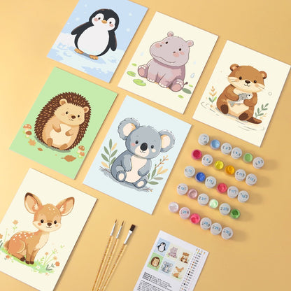 6 Wooden Board Mini Paintings – Baby Animal Friends