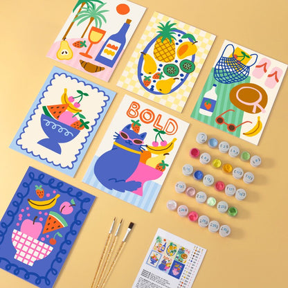 6 Wooden Board Mini Paintings – Bold Tropical Vacay