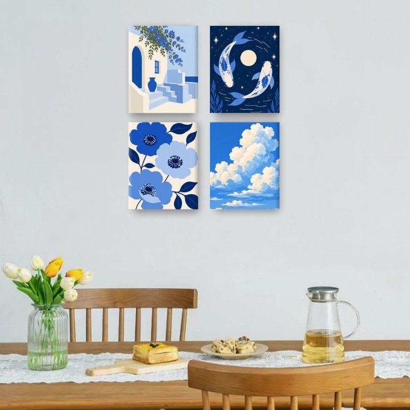 4 Mini Paintings - Dreamy Skies Set