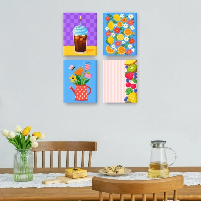 4 Mini Paintings - Fresh & Fruity Set