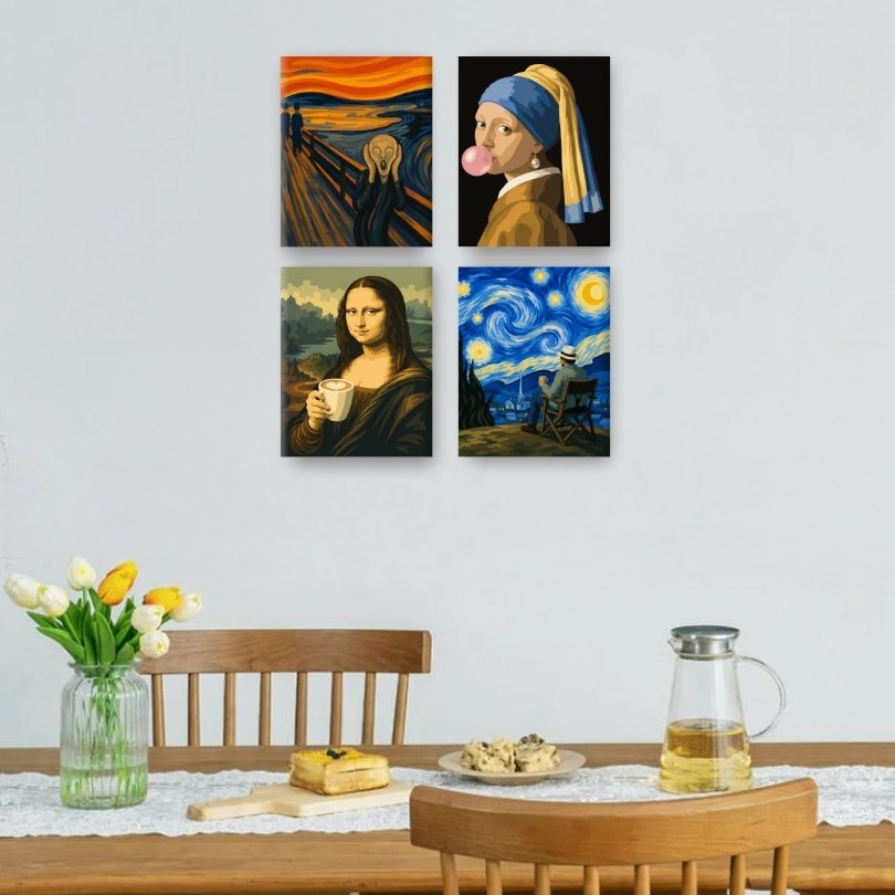4 Mini Paintings - Pop Art Artworks Set