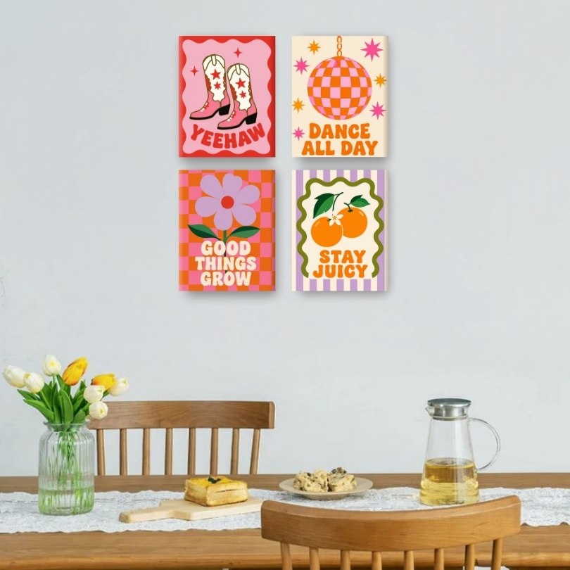 4 Mini Paintings - Groovy Set