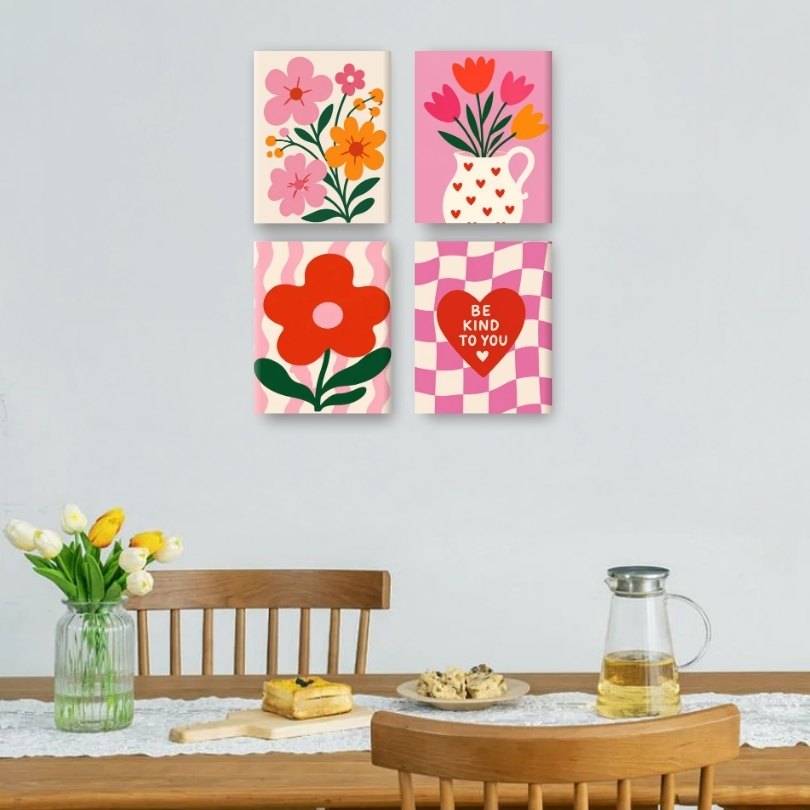 4 Mini Paintings - Love & Bloom Set