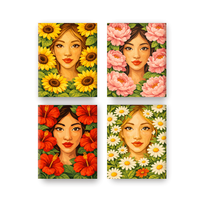 4 Mini Paintings - Flower Life Set- Paint by Numbers