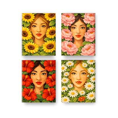 4 Mini Paintings - Flower Life Set- Paint by Numbers