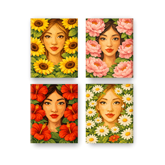 4 Mini Paintings - Flower Life Set- Paint by Numbers