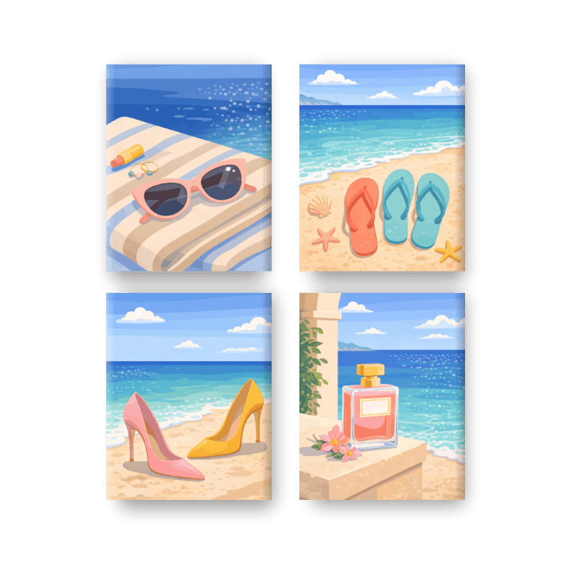4 Mini Paintings - Summer Set- Paint by Numbers