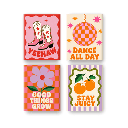 4 Mini Paintings - Groovy Set- Paint by Numbers